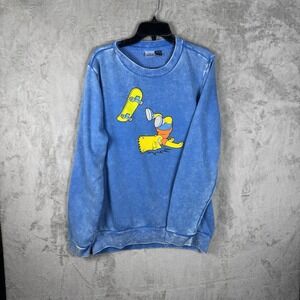THE SIMPSON‎ Distressed Blue BART SIMPSON Crew Neck Pullover Sweater Size XXL